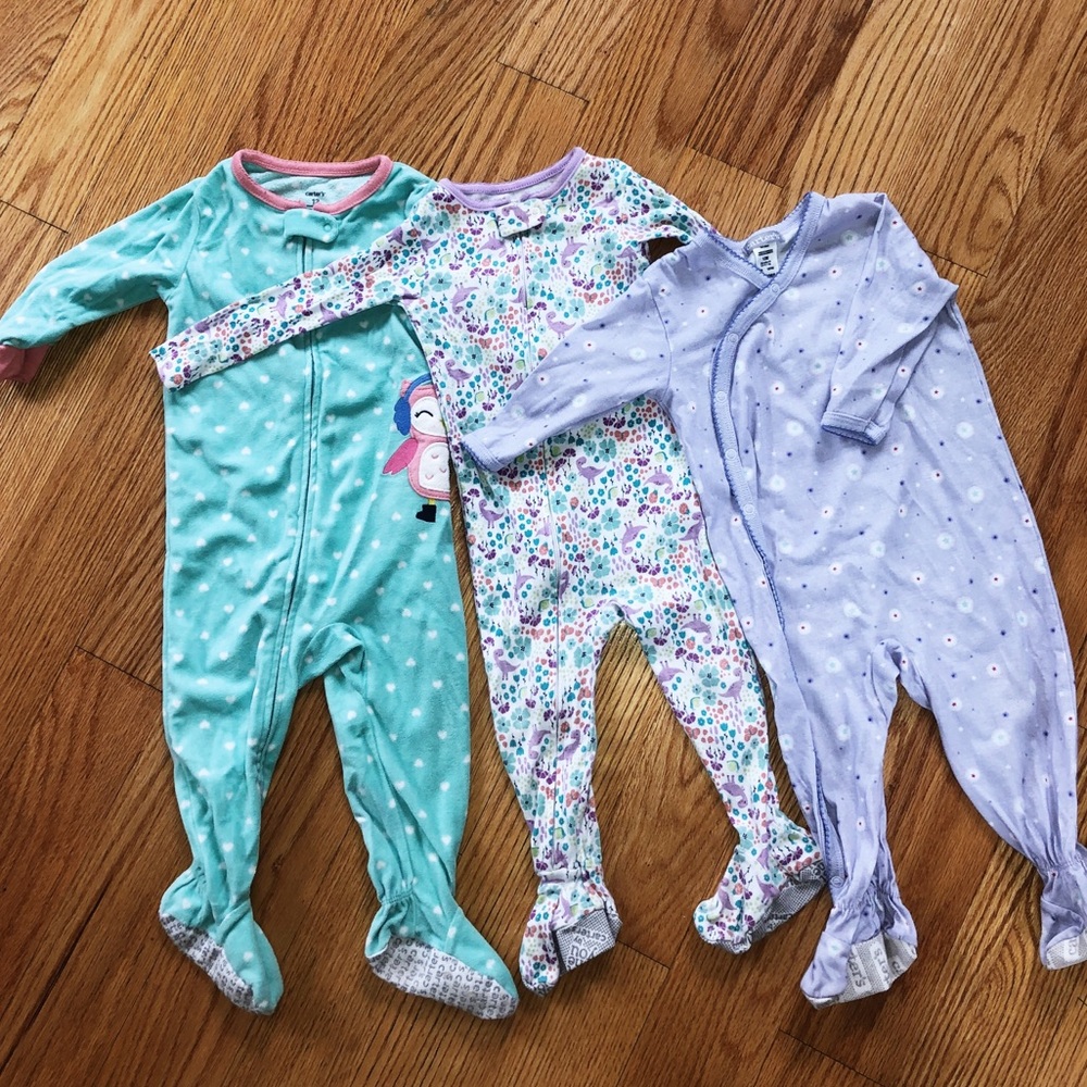 Baby Girl CARTER’s Footie Pajamas LOT • 12 months